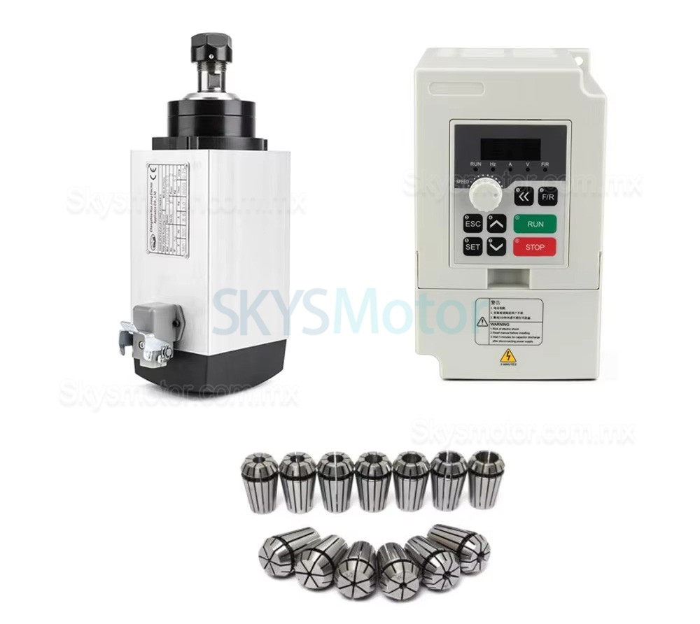 Kit de motor de husillo refrigerado por aire GDZ80X73-3 + H100-3.7 3kW 220V/380V con variador de frecuencia y 13 pinzas ER20